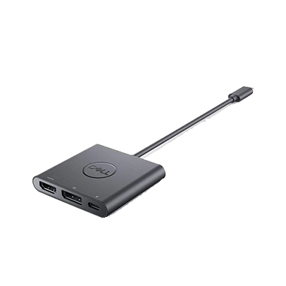 可直通电源的戴尔 USB-C 转双 USB-A 适配器